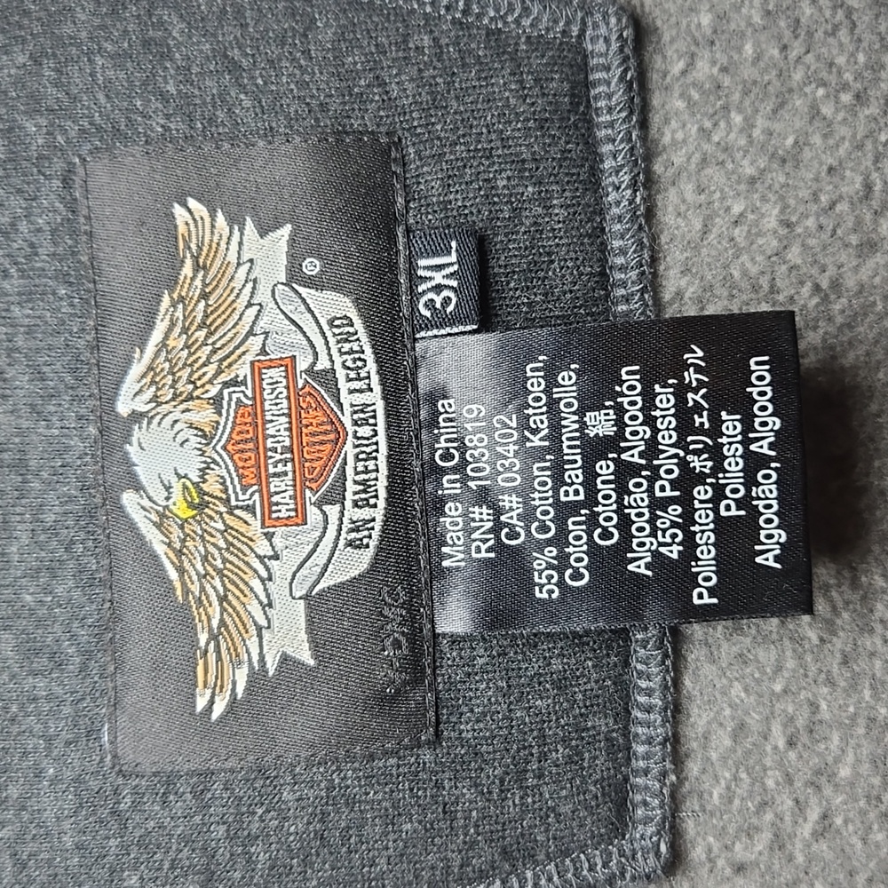 Harley-Davidson Men's Full Zip Cotton Large Logo Back Hoodie Swestshirt 3XL NWOT - Picture 12 of 14